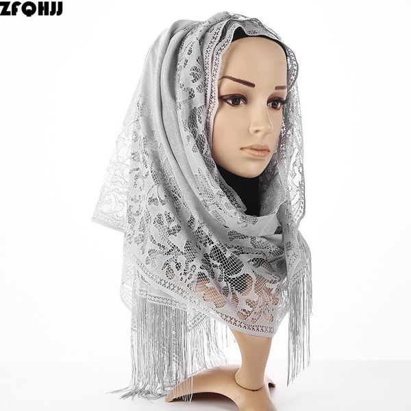 

zfqhjj 2018 new women cotton polyester yarn floral lace scarf shawl tassels party wedding lace veil india muslim hijabs scarves