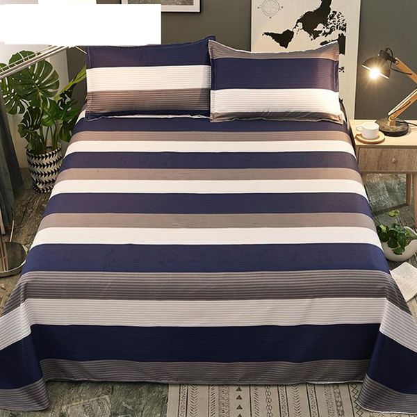 

fashion striped print bed linens flat bed sheet plain printed for single/ double bed twin queen king
