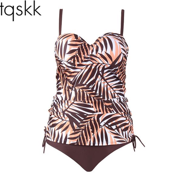 

tqskk 2019 new plus size patchwork women swimwear female push up swimsuit tankini set retro summer beach wear bathing suit, White;black