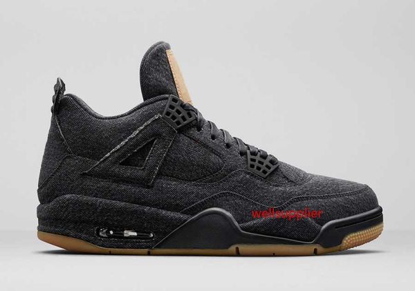 

factory 4 version denim black basketball shoes men trainers new color designer sneakers material with box from michael sports