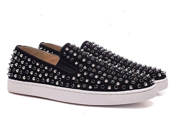 

red bottom sneakers casual shoes womens low silver designer full spikes roller boat flats skateboard loafers design man woman shoe sy3, Black