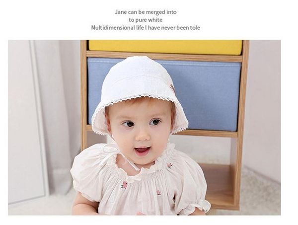 

50pcs baby girls sun hat cap lace beanie cotton kids flower cap, Yellow