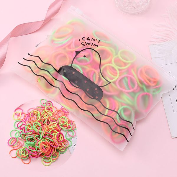 

50pcs/set cute elastic rubber bands girls colorful 3cm hair bands gum for hair headwear accessories, Slivery;white