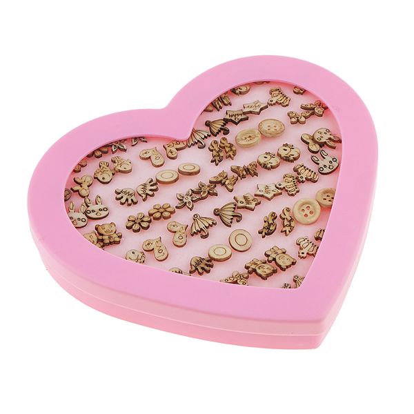 

36 pairs cartoon wooden mixed style ear stud fashion vintage jewelry, Golden