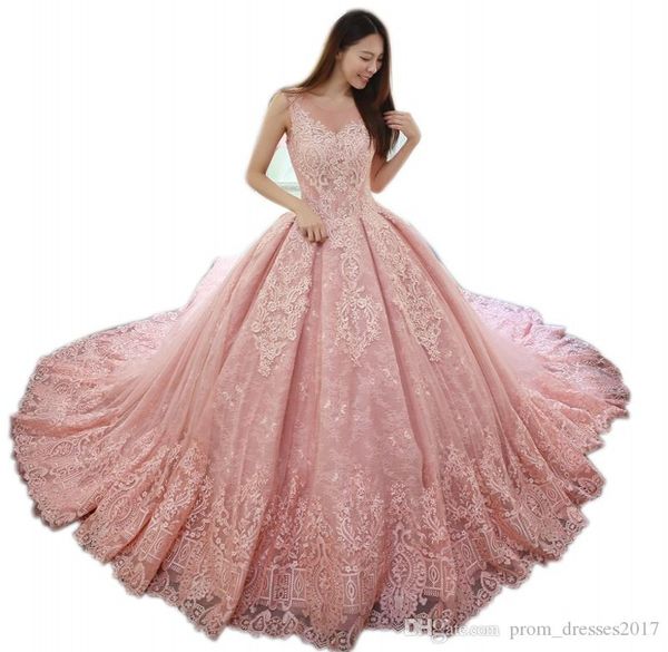 

luxurious pink ball gown quinceanera dresses appliques lace sweet 16 dress scoop neck vestido de festa long tulle formal prom gowns, Blue;red