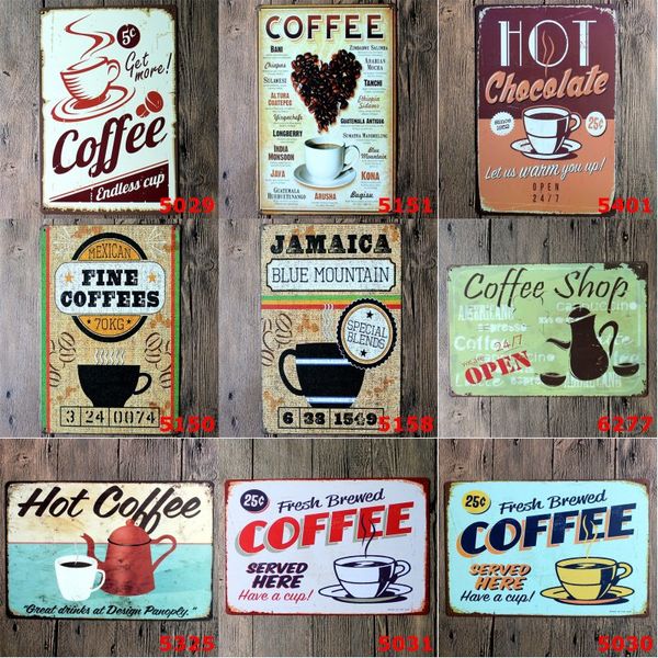 Placas De Lata De Metal Do Vintage Brewed Café Servido Aqui Ter Um Cartaz Da Lata Da Copa 20 * 30 cm Europa Pinturas de Ferro Criativo