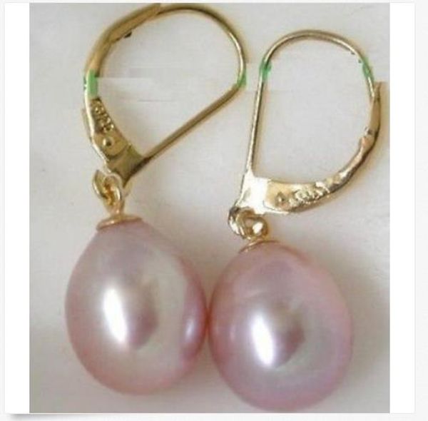 

charming a pair of 12-13mm natural south sea baroque lavender pearl earring 14k, Golden;silver