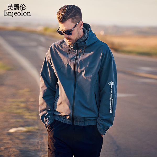 

enjeolon 2019 streetwear jacket men windbreaker jacket spring autumn fashion casual hip hop coat baseball hooded jk633, Black;brown