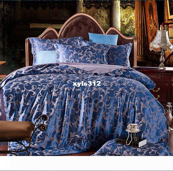 

роскошный жаккардовый сатин хлопок шелк king  size комплект постельных принадлежностей 4шт одеяло пододеяльник простыня наволочки одеял