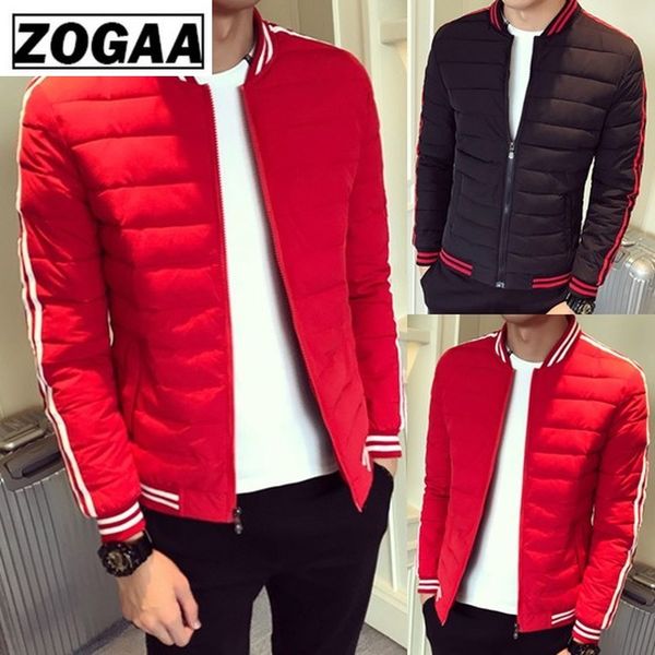

zogaa men's cotton parkas coat men slim fit new striped short stylish jacket thicken cotton boy youth men's clothes 2018, Tan;black
