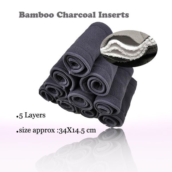 

babyfriend reusable 5 layers baby dipaer inserts soft washable bamboo charcoal liners for cloth diapers absorbency nappy liners