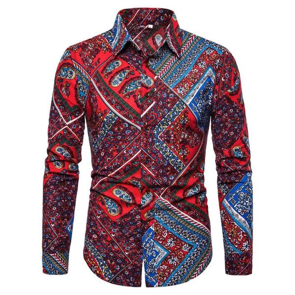 

new spring men casual shirts fashion long sleeve brand printed button-up formal business polka dot floral men floral shirt -5xl, White;black
