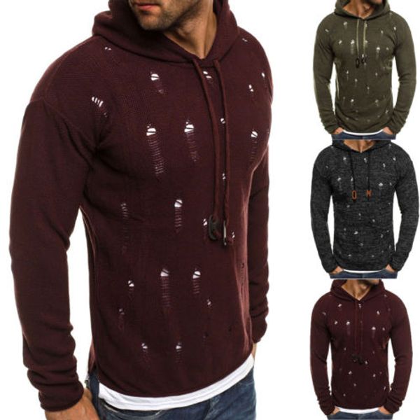 

мужчины свободного покроя отверстие с капюшоном пуловер ватки толстовка с капюшоном трикотажные с длинным рукавом твердого толстовка с капюш, Black