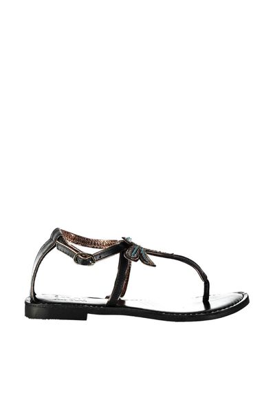 

pearl genuine leather black women 's sandals 120130005451