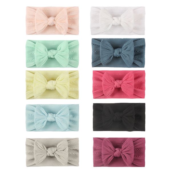 

6/10pcs baby hairband 2 styles elastic skin-friendly seamless super soft nylon headband hair accessories baby bow-knot turband, Slivery;white