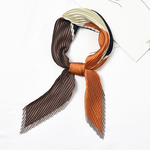 

square crinkle silk small neck scarf for women crumple bandana neck wear silk satin print foulard female handkerchief new [3926] c19011001, Blue;gray