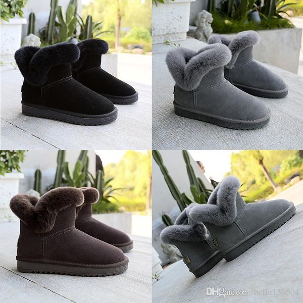 

now boots winter real leather women australia classic ankle boots fur black grey brown womens girl shoes casual shoes big size