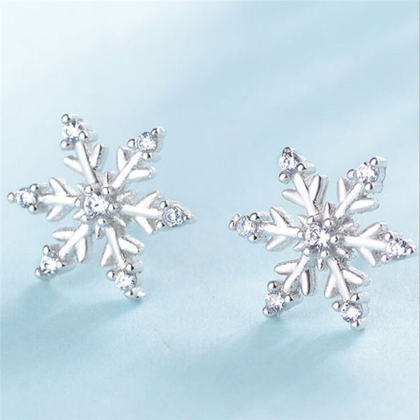 

new fashion zircon earrings cute small fresh snowflake earrings women's jewelry birthday gifts, Golden;silver