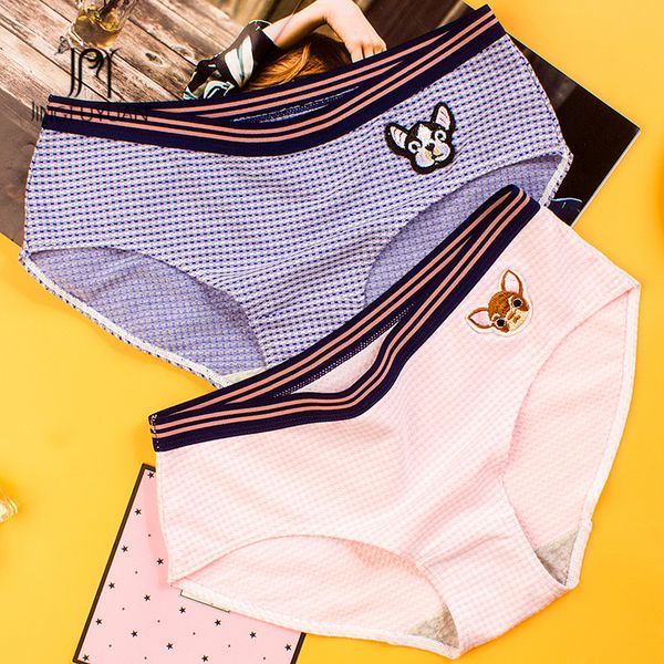 

girls cotton panties soft teenage briefs for female strip design underwear embroidery with cute cats dogs panties soft briefs, Black;pink