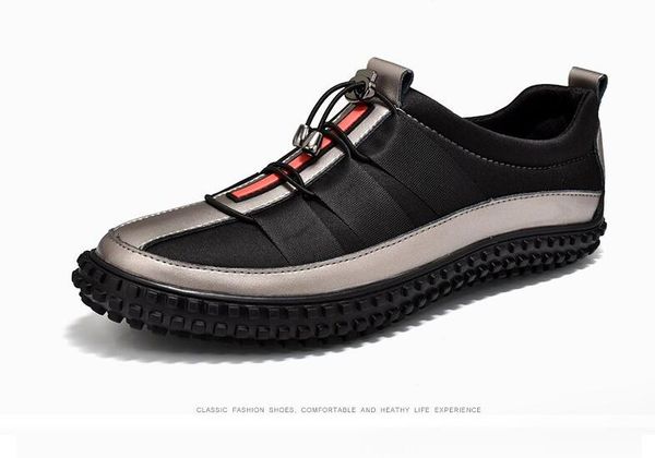 

new men casual shoes outdoor comfortable leather driving loafer fashion male flat sneakers shoes lm-44, Black