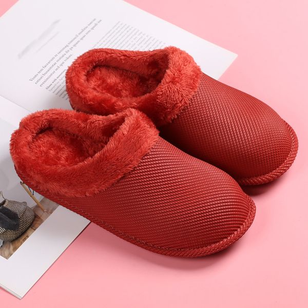

women's cotton slippers large size casual home plus velvet warm month shoes comfortable korean version of the woolen slippers #t, Black