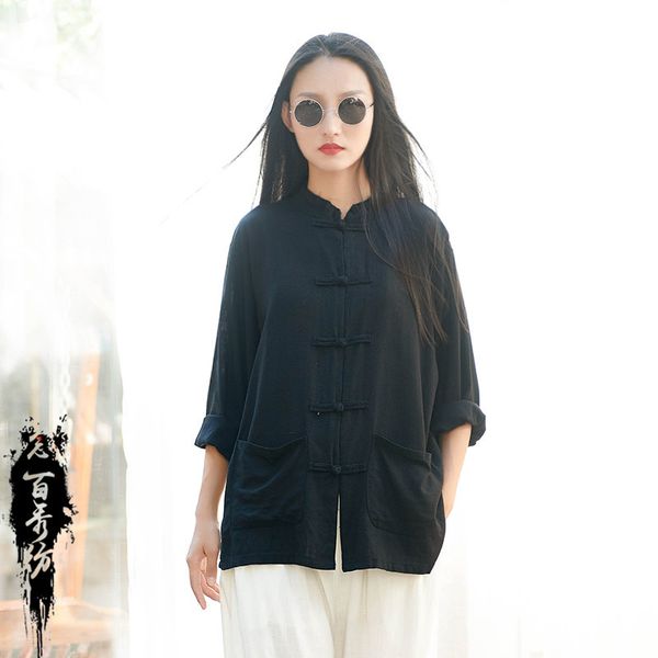 

2019 autumn spring women jacket long sleeve linen cotton coats solid loose plus size thin female outerwear yellow ladies, Black;brown