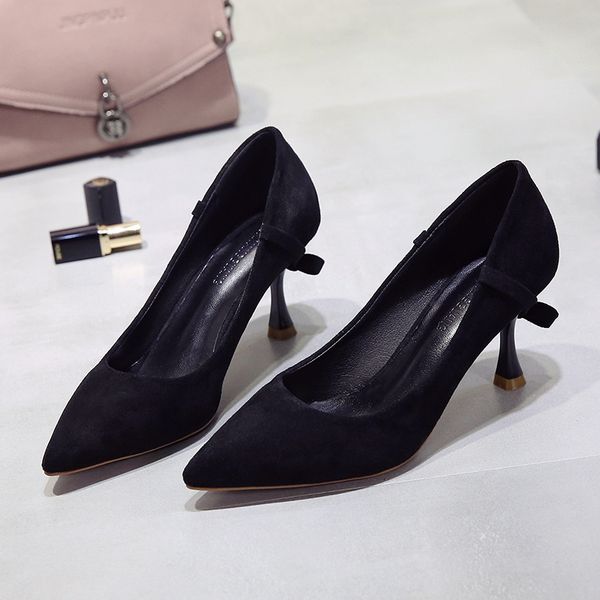 

wedding shoes butterlfy-knot spring summer high heels pointed toe female red shoes thin heels dress party women shoes, Black