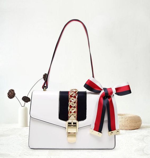 

designer-new fashion women handbags bow decorate shoulder chain bags tote pu leather handbags college style party bag dhy-317