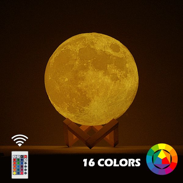 

dropship 30cm 3d print moon lamp with stand colorful change touch usb led night light home decor creative gift for kids children
