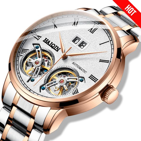 

мужские часы мужские часы лучший бренд роскоши автоматические механические спортивные часы мужчины wirstwatch tourbillon релох hombres 2020, Slivery;brown