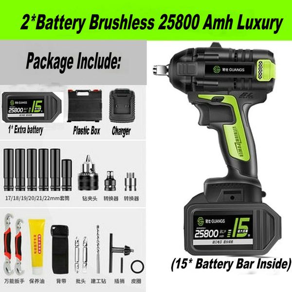 

19800amh brush 25800amh brushless cordless electric wrench impact socket wrench li battery hand drill hammer power tool set