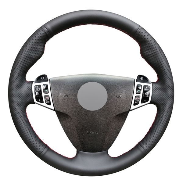 

black pu faux leather hand-stitched car steering wheel cover for saab 9-3 2006 2007 2008 2009 2010 2011 9-5 2006 2007 2008 2009