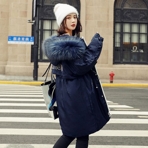

30 degree thick warm letters women winter coat duck down large size raccoon fur collar women down jacket parkas snow wear g783, Black