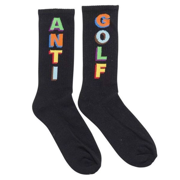 

golf wang anti fashion socks 3d english three-dimensional pure cotton motion sweat socks men and women socks hflswz013, Black