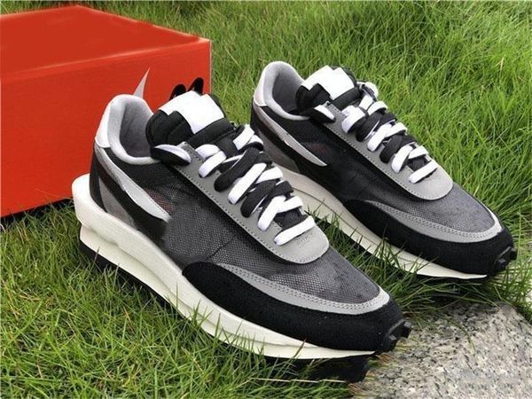

authentic sacai x ldv waffle daybreak black white grey pink green ldwaffle running shoes bv0073 -100 men sports outdoor sneakers with og b