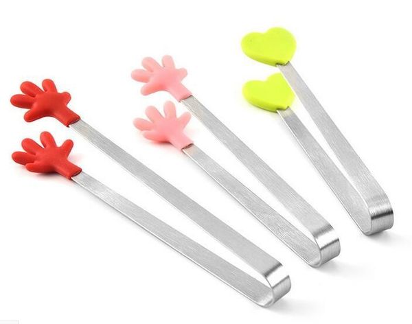 

hand clip silicone stainless steel for food cake cooking kitchen ice tong food bbq salad tool