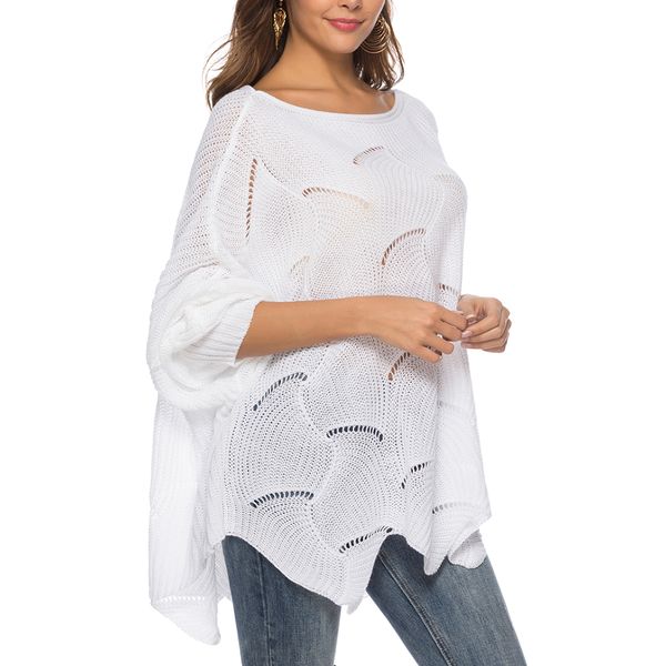 

new fashion winter sweater women pull knit o-neck lantern sleeve knitwear hollow out pullover sweaters woman clothes top, White;black