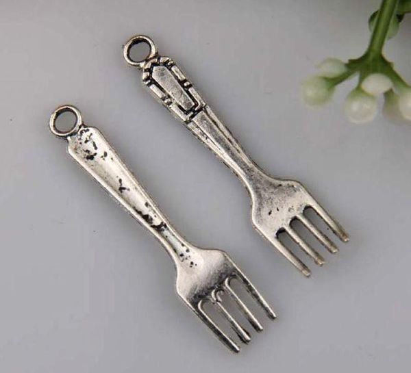 

200pcs antiqued silver alloy fork charm diy jewelry 32 x 7 mm (368, Bronze;silver