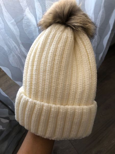 

cute winter mom women baby kids crochet knitted hat caps children girl boy wool fur bobble ball pompom beanies hats, Blue;gray