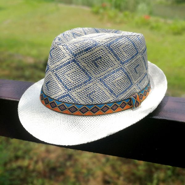 

quilted straw hat female summer small fresh literary travel sunscreen sun hat korean version wild beach male, Blue;gray