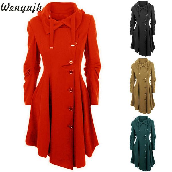 

wenyujh 2019 plus размер 5xl женщины полушерстяные пальто зимы куртки женщин тонкий шерстяной пальто кардиган готические женский элегантный, Black