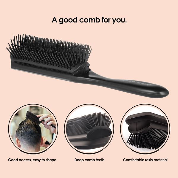 

1pc hair comb hair brush plastic anti-static hairbrush 9 rows comb teeth dentangling hairbrush salon scalp massage combs tool, Silver