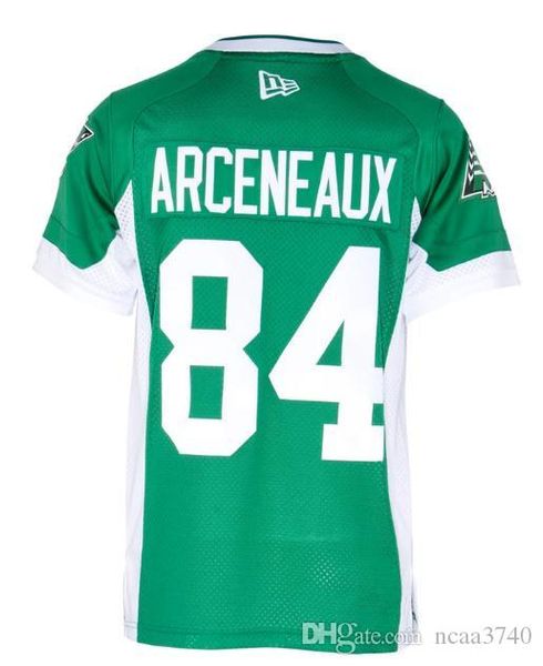 

custom 2019 mensaskatchewan roughriders arceneaux #84 real full embroidery college jersey or any name or number jersey, Black