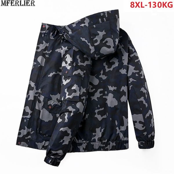 

men style jacket hooded camouflage autumn out door coat pockets plus size big 6xl 7xl 8xl 5xl man streetwear jackets 56, Black;brown