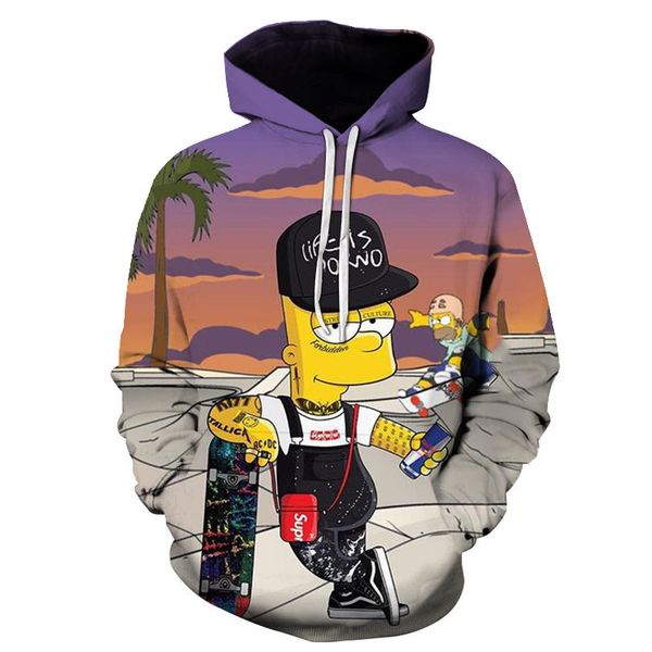 

fashion hoodie spring and fall fashion hooded 2019 latest cartoon 3d printing pattern hoodie sweatshirt, Black
