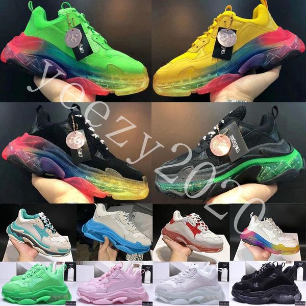 

2020 fashion crystal bottom paris 17fw triple s mens designer sneakers vintage dad platform women luxury casual shoes sports trainers boots, Black