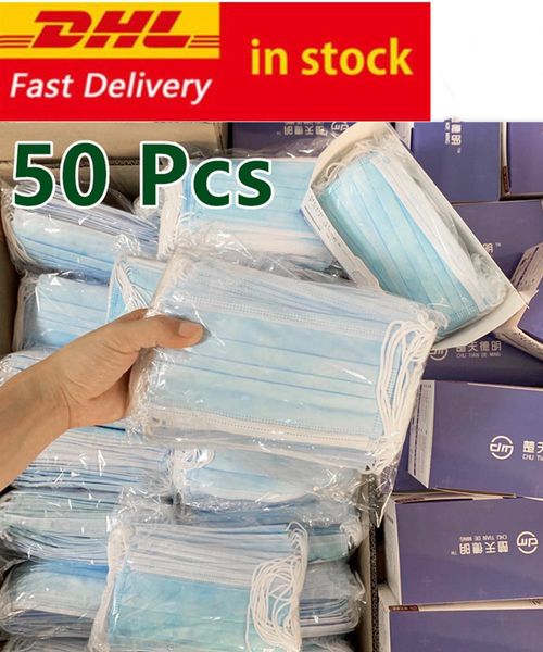 

50pcs/box disposable face mask dust 3-ply ear loop mouth face mask mascherine anti-dust self protective masks w/ elastic child mask in stock