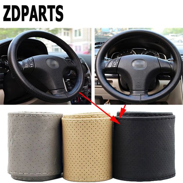 

zdparts 38cm leather automobiles car steering wheel covers for octavia a5 a7 2 rapid fabia superb v70 xc60 hub
