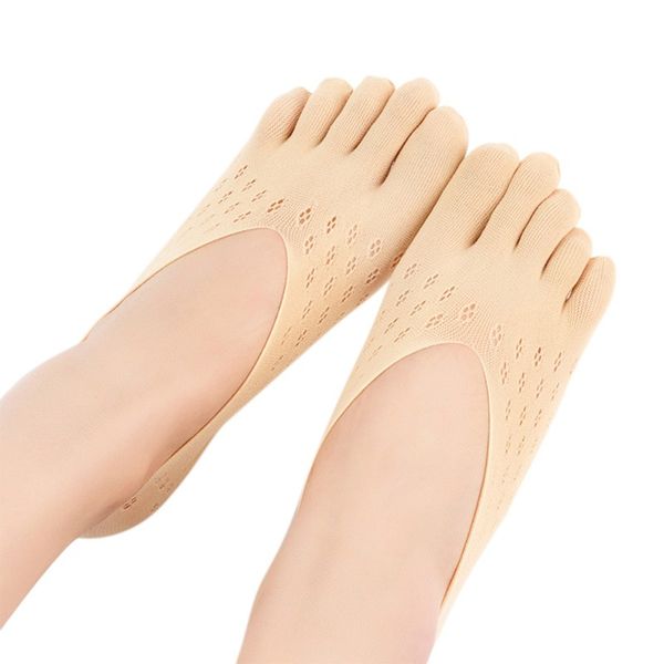

new ladies velvet plum sock slippers mesh breathable invisible shallow silicone boat socks five finger sock slippers w4, Black;white