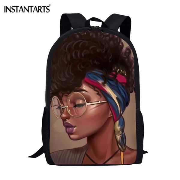 

instantarts black queen artist shoulder backpack student schoolbags african girl design casual mochilas rucksack school bags